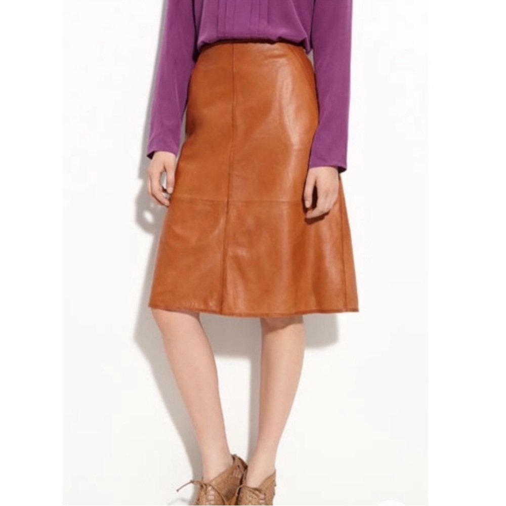 Nordstrom Leith Genuine Leather A Line Skirt